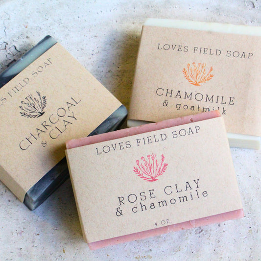 Unscented Goat Milk Soap – Sensitive Skin Gift Set (3 Bars) | Rose Clay, Chamomile & Charcoal