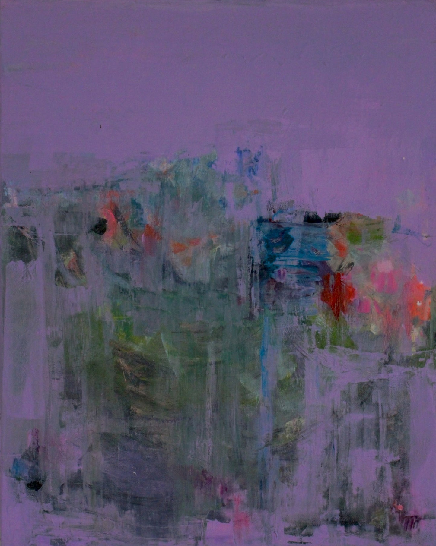 Original acrylic painting of fresh picked flowers in bright layered colors on wrapped canvas by artist Lori Bartel