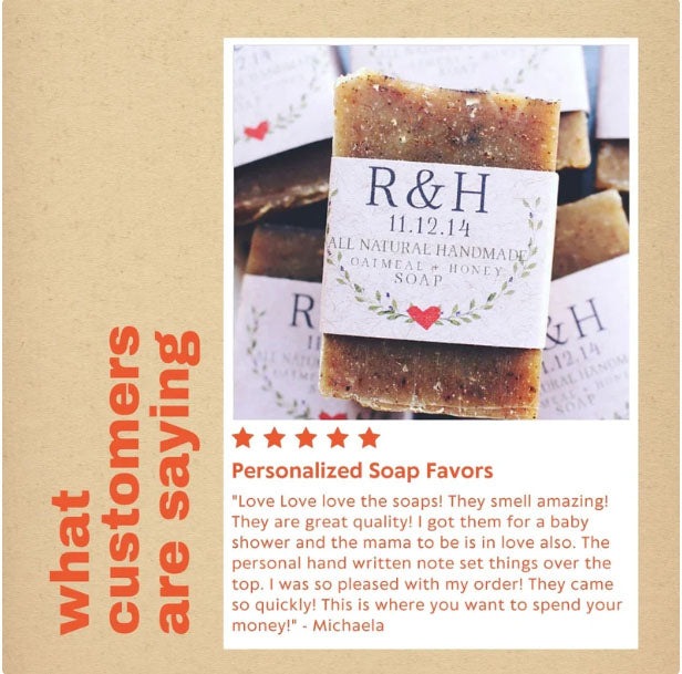 customer reviews for handmade bridal shower soap favors, loves field studio